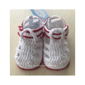 Sardon Baby Boy Crochet Sandal - White with Red